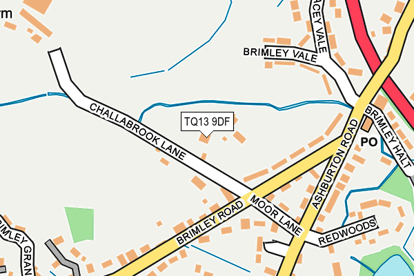TQ13 9DF map - OS OpenMap – Local (Ordnance Survey)
