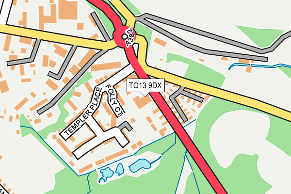 TQ13 9DX map - OS OpenMap – Local (Ordnance Survey)