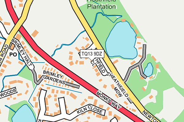 TQ13 9DZ map - OS OpenMap – Local (Ordnance Survey)