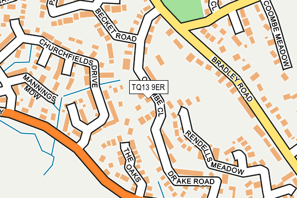 TQ13 9ER map - OS OpenMap – Local (Ordnance Survey)
