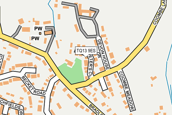 TQ13 9ES map - OS OpenMap – Local (Ordnance Survey)