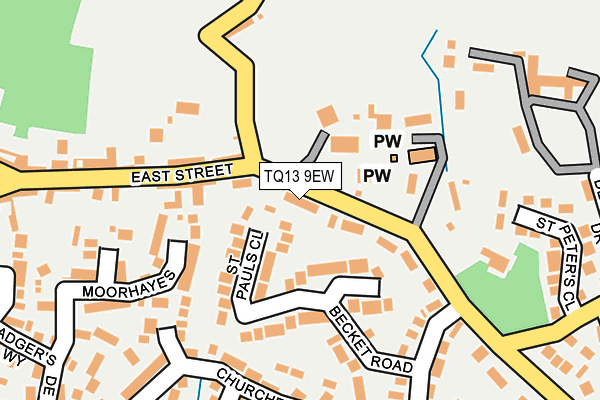 TQ13 9EW map - OS OpenMap – Local (Ordnance Survey)