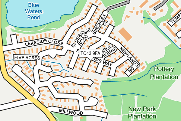 TQ13 9FA map - OS OpenMap – Local (Ordnance Survey)