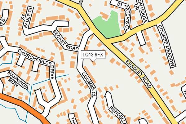 TQ13 9FX map - OS OpenMap – Local (Ordnance Survey)
