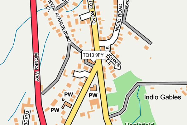 TQ13 9FY map - OS OpenMap – Local (Ordnance Survey)