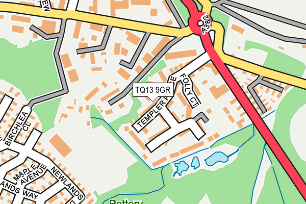 TQ13 9GR map - OS OpenMap – Local (Ordnance Survey)