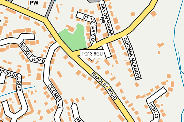 TQ13 9GU map - OS OpenMap – Local (Ordnance Survey)