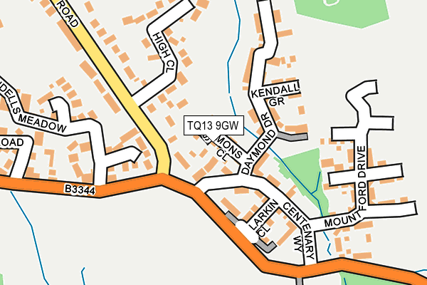TQ13 9GW map - OS OpenMap – Local (Ordnance Survey)