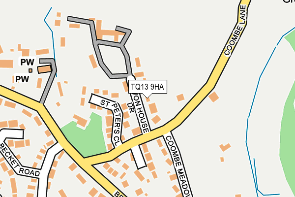 TQ13 9HA map - OS OpenMap – Local (Ordnance Survey)