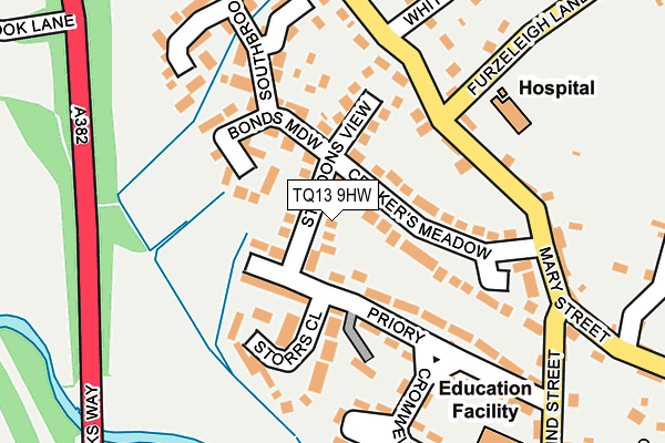 TQ13 9HW map - OS OpenMap – Local (Ordnance Survey)