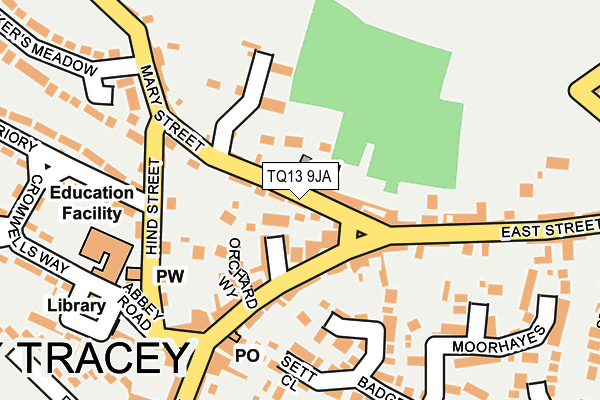 TQ13 9JA map - OS OpenMap – Local (Ordnance Survey)