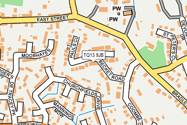 TQ13 9JB map - OS OpenMap – Local (Ordnance Survey)