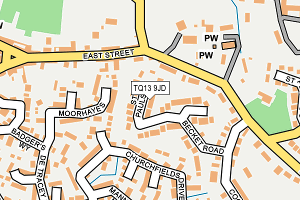 TQ13 9JD map - OS OpenMap – Local (Ordnance Survey)