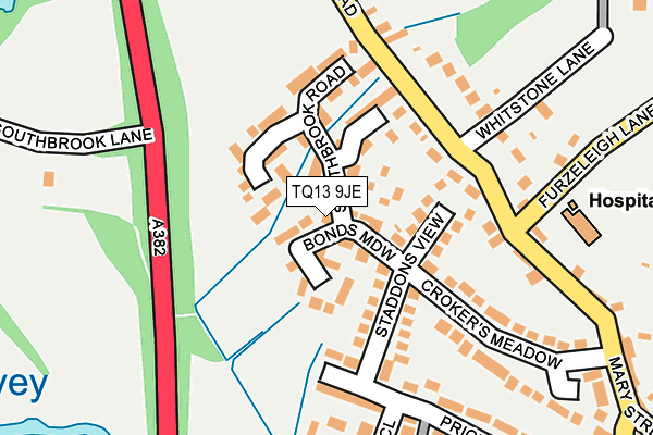 TQ13 9JE map - OS OpenMap – Local (Ordnance Survey)