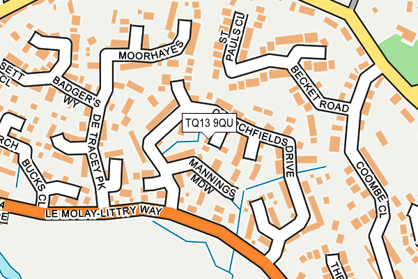TQ13 9QU map - OS OpenMap – Local (Ordnance Survey)