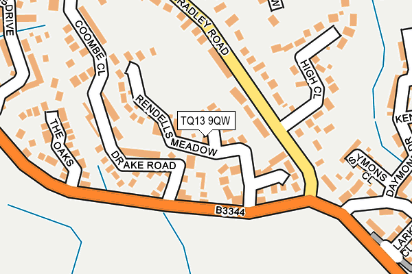 TQ13 9QW map - OS OpenMap – Local (Ordnance Survey)