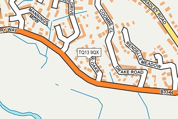 TQ13 9QX map - OS OpenMap – Local (Ordnance Survey)