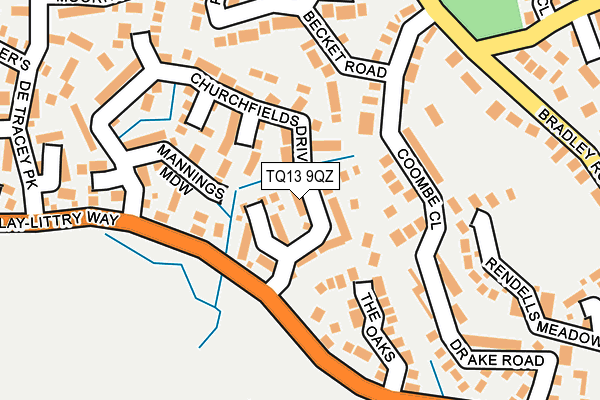 TQ13 9QZ map - OS OpenMap – Local (Ordnance Survey)