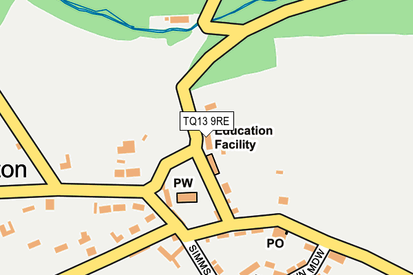 TQ13 9RE map - OS OpenMap – Local (Ordnance Survey)
