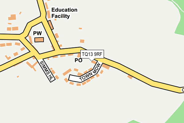 TQ13 9RF map - OS OpenMap – Local (Ordnance Survey)