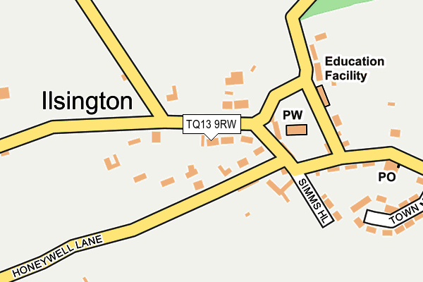 TQ13 9RW map - OS OpenMap – Local (Ordnance Survey)