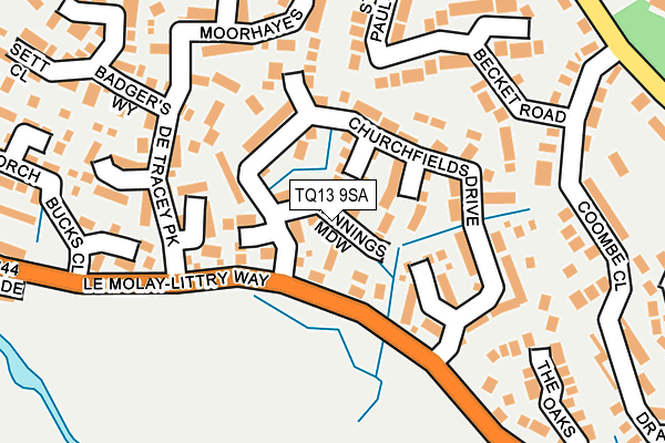 TQ13 9SA map - OS OpenMap – Local (Ordnance Survey)