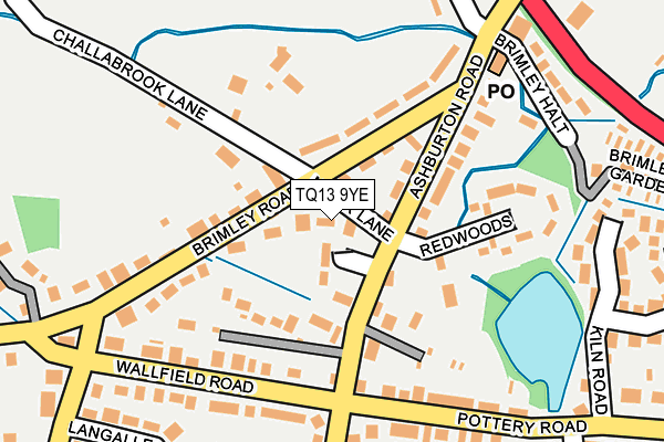 TQ13 9YE map - OS OpenMap – Local (Ordnance Survey)