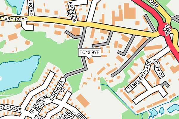 TQ13 9YF map - OS OpenMap – Local (Ordnance Survey)