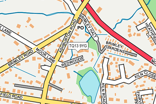TQ13 9YG map - OS OpenMap – Local (Ordnance Survey)