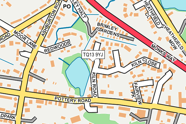 TQ13 9YJ map - OS OpenMap – Local (Ordnance Survey)