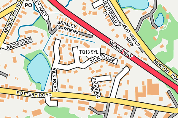 TQ13 9YL map - OS OpenMap – Local (Ordnance Survey)