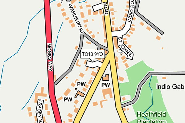 TQ13 9YQ map - OS OpenMap – Local (Ordnance Survey)
