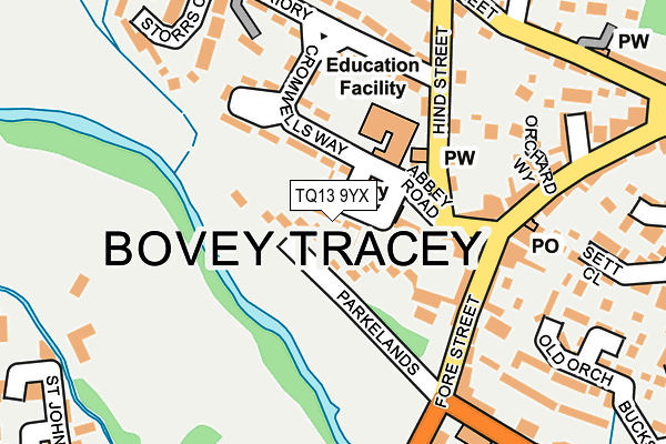 TQ13 9YX map - OS OpenMap – Local (Ordnance Survey)