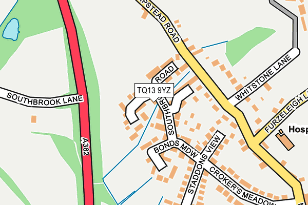 TQ13 9YZ map - OS OpenMap – Local (Ordnance Survey)
