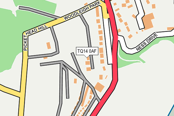 TQ14 0AF map - OS OpenMap – Local (Ordnance Survey)