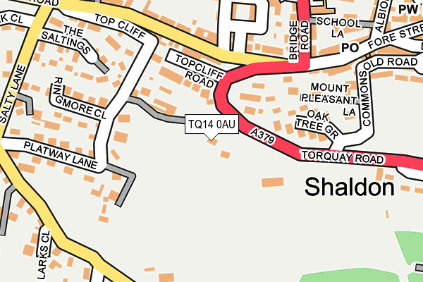 TQ14 0AU map - OS OpenMap – Local (Ordnance Survey)