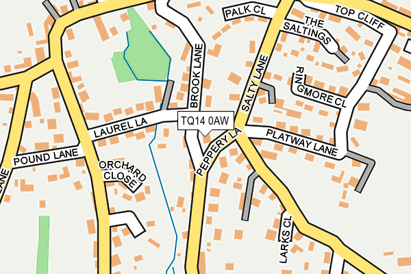 TQ14 0AW map - OS OpenMap – Local (Ordnance Survey)