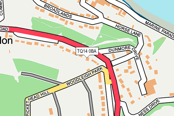 TQ14 0BA map - OS OpenMap – Local (Ordnance Survey)