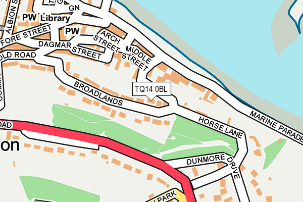 TQ14 0BL map - OS OpenMap – Local (Ordnance Survey)