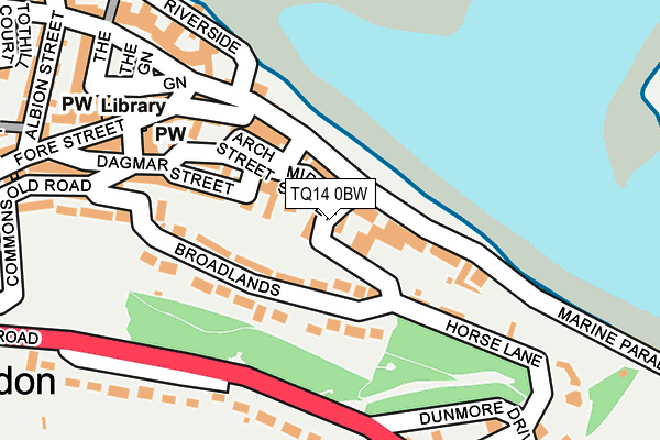 TQ14 0BW map - OS OpenMap – Local (Ordnance Survey)