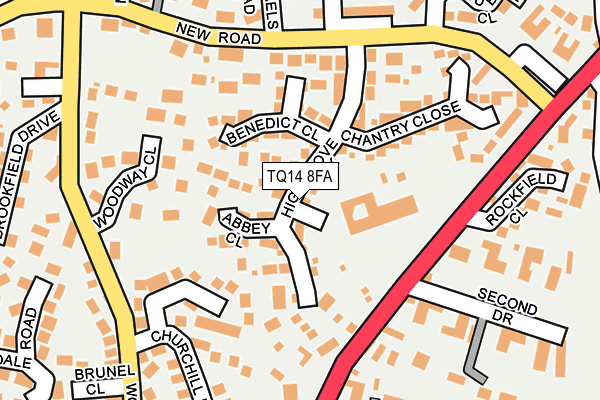 TQ14 8FA map - OS OpenMap – Local (Ordnance Survey)
