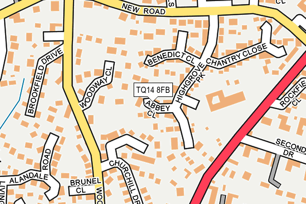 TQ14 8FB map - OS OpenMap – Local (Ordnance Survey)