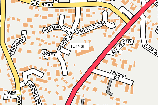 TQ14 8FF map - OS OpenMap – Local (Ordnance Survey)