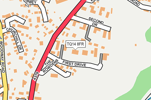 TQ14 8FR map - OS OpenMap – Local (Ordnance Survey)