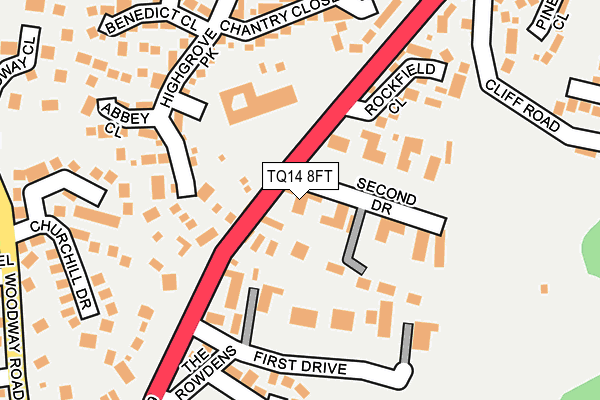 TQ14 8FT map - OS OpenMap – Local (Ordnance Survey)