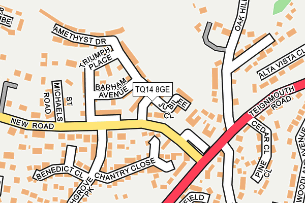 TQ14 8GE map - OS OpenMap – Local (Ordnance Survey)