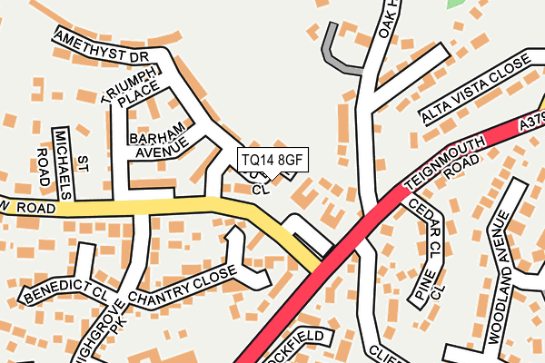 TQ14 8GF map - OS OpenMap – Local (Ordnance Survey)