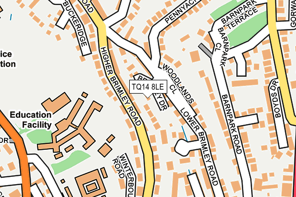 TQ14 8LE map - OS OpenMap – Local (Ordnance Survey)