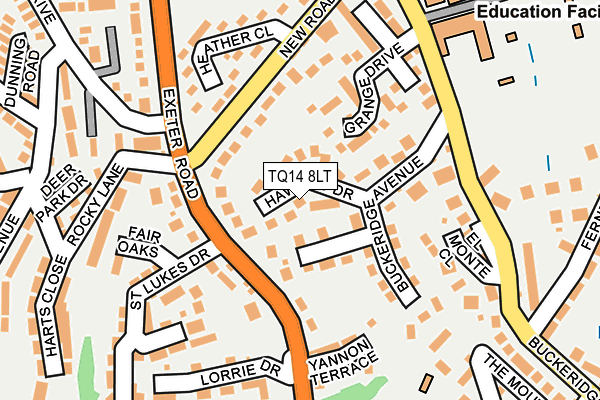 TQ14 8LT map - OS OpenMap – Local (Ordnance Survey)