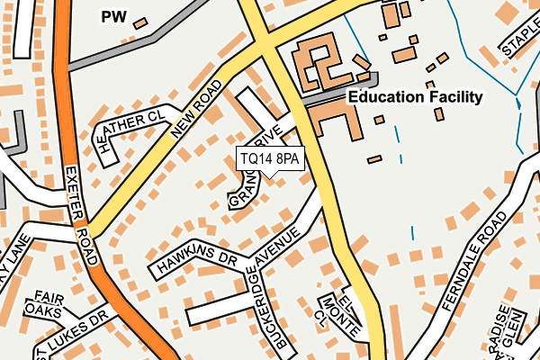 TQ14 8PA map - OS OpenMap – Local (Ordnance Survey)